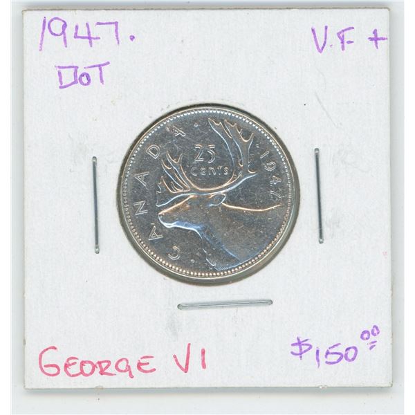 1947 Canadian 25 Cent Coin