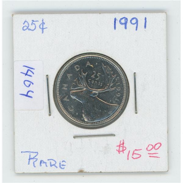 1991 Canadian 25 Cent Coin