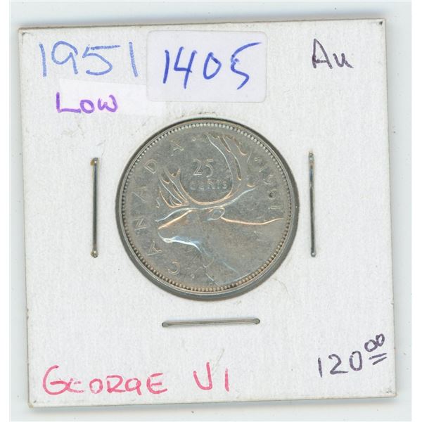 1951 Canadian 25 Cent Coin