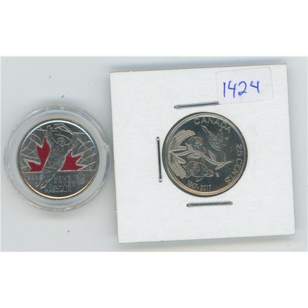 2017 & 2002 Canadian 25 Cent Coins