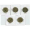 Image 2 : 5 X Various 2012 - 2015 Canadian 1 Dollar Coins