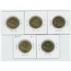 Image 1 : 5 X Various 2012 - 2015 Canadian 1 Dollar Coins