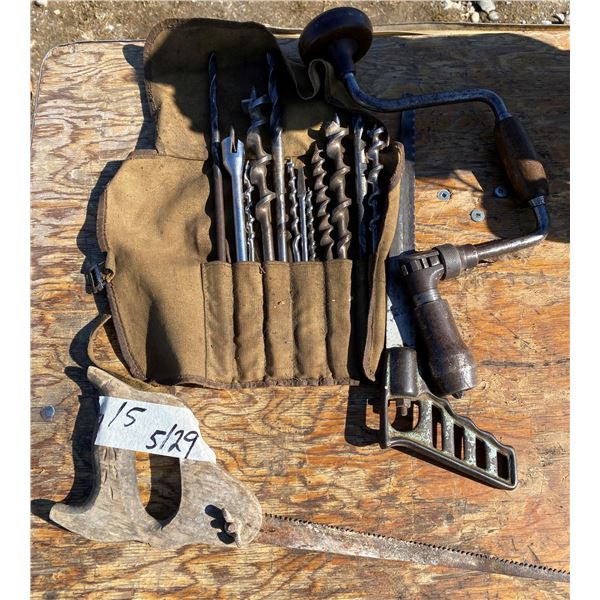 Lot Of Vintage Drill Bits And Bits  + Saws