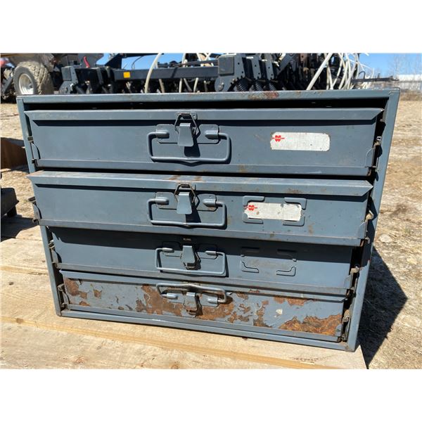4 Drawer Metal hop Cabinet W/ Contents