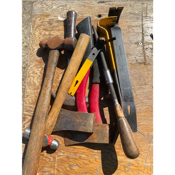 Lot Of Hammers + Hatchets + Etc