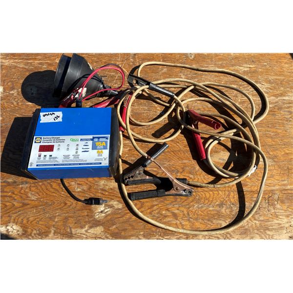 Battery Charger + Boaster Cables + Etc