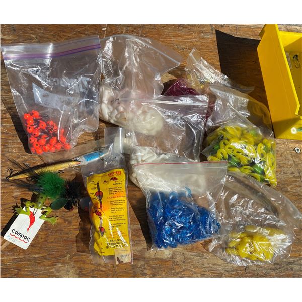 Tub Of Hooks + Fishing Items + Etc