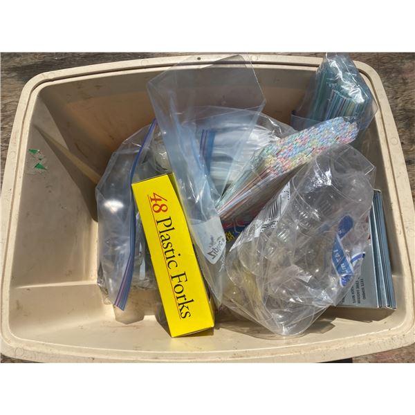 Lot Of Straws + Plastic Forks + Plastic Spoons + Etc