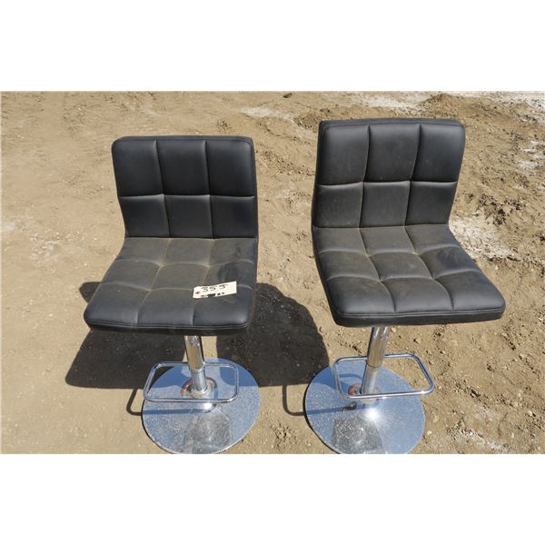 2 X Metal and Leather Bar Stools