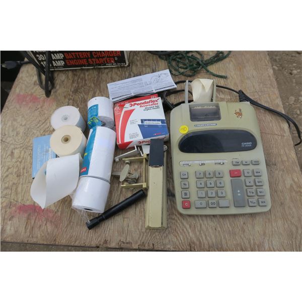 Calculator, 7 Rolls of Paper AND Office Supplies