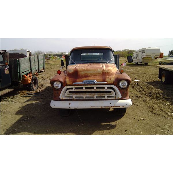 1957 Chevy 1 Ton Grain Truck With Box & Hoist