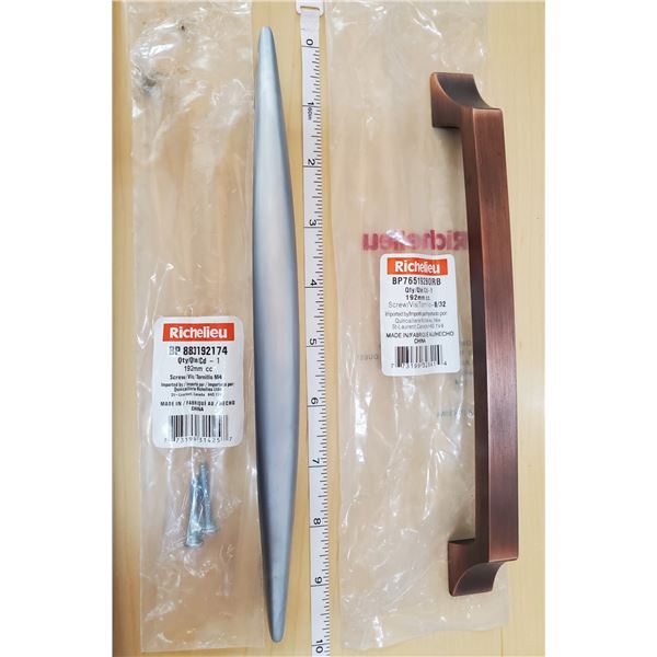 SIXTEEN DRAWER PULLS-192 MM & 1 EXTRA BRASS COLOURED