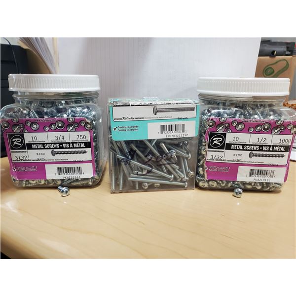 2 JARS METAL SCREWS 1/2", 3/4" & MACHINE SCREWS 2 1/2"