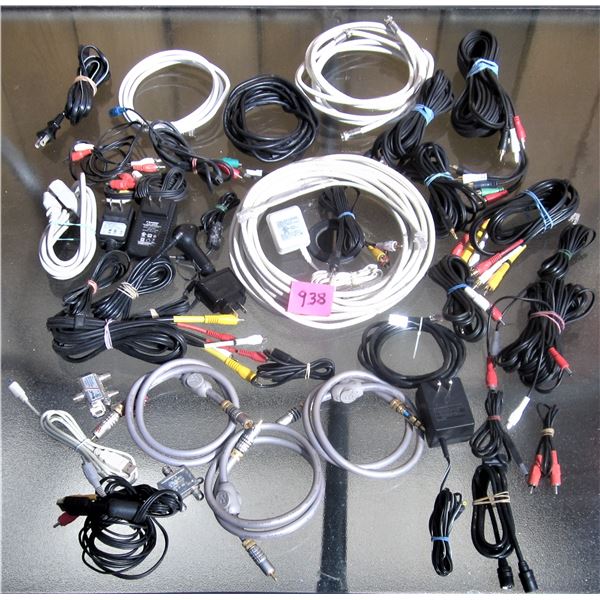 Box asst USB cables, chargers, wire, coaxle etc.