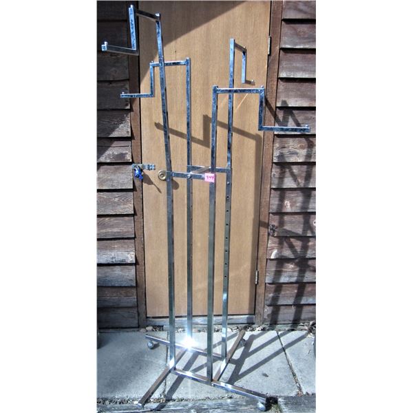 Chrome display rack with 4 adjustable arms