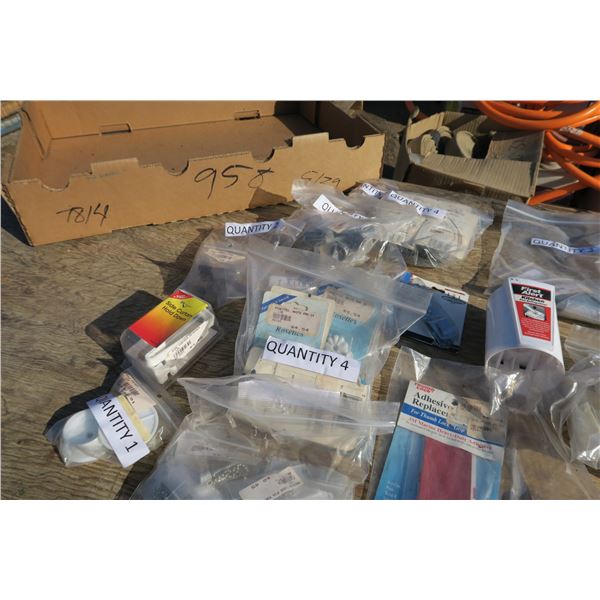 Box of Miscellaneous Houshold/Camper/Trailer Hardware - Drawer Securers, Rossettes, Speraker, Bulbs 