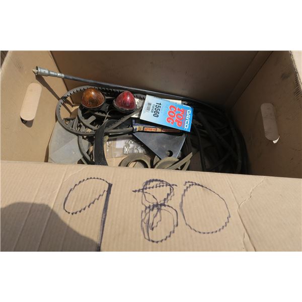 Box of Car Belts and Car Electrical Components