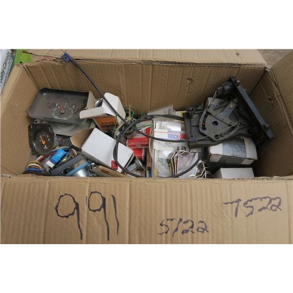 Box of Chevy/Chrysler Parts for Body and Interoir with Extras/Misc