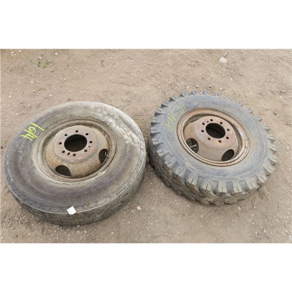 8 Bolt Rim X2 with Tires - Uniroyal 7.50R16 LT- General 7.50-16LT