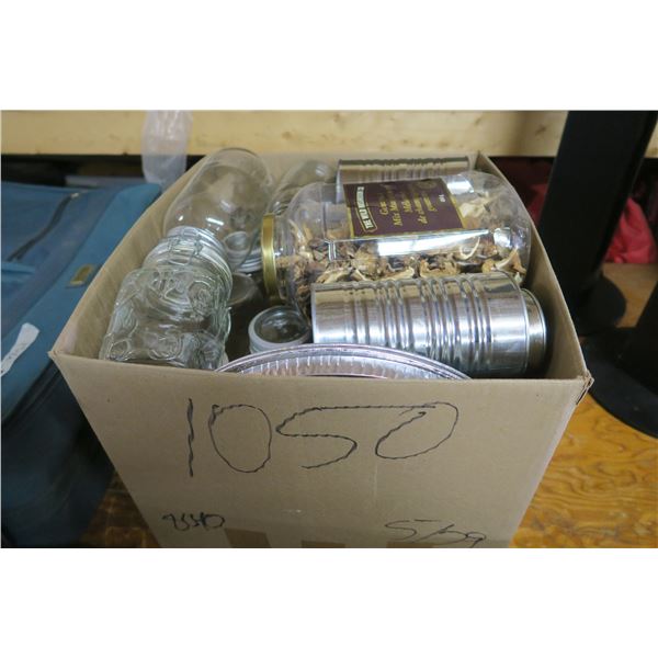 Box of Mason Jars and Gourmet Mushrooms