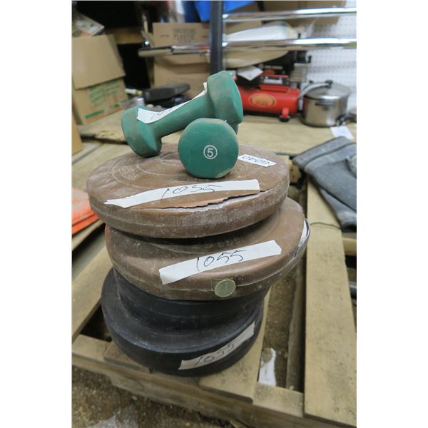 6X Gym Weights and 2 5lb Dumbells