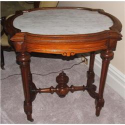 Victorian Center Table w / Marble Insert