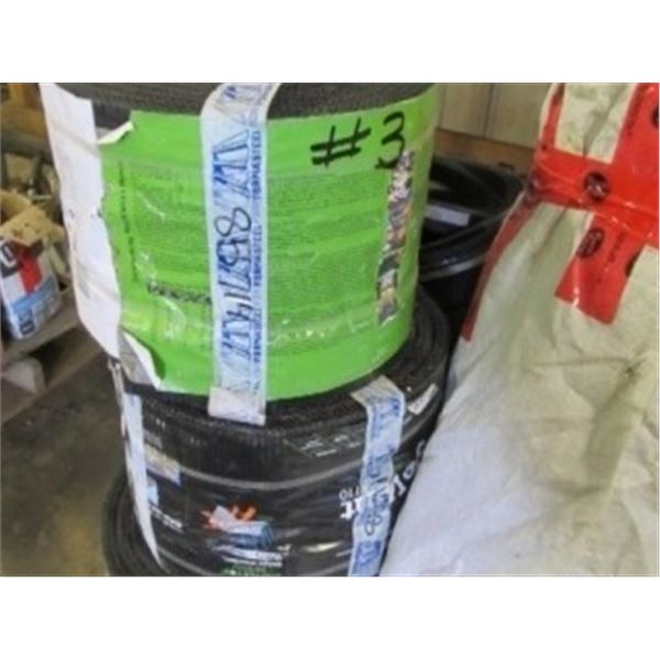 ROLLS OF STORM STOP MEMBRANE; BOX OF USED PASSAGE DOOR KNOBS; CASE OF CEDAR SHIMS; SHELF BRACKETS