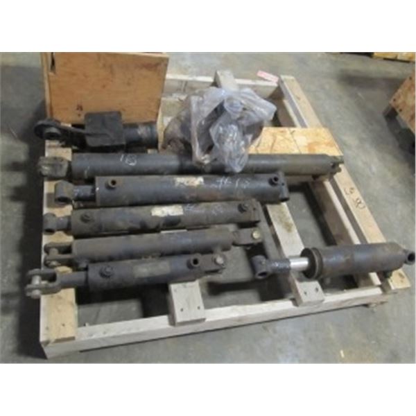 PALLET OF APPROX 6 USED HYDRAULIC CYLINDERS; ORBIT MOTORS; PILLOW BLOCK BEARING