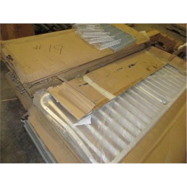 PALLET OF NEW STAINLESS STEEL RACKING; 6 ALUMINUM & LIGHT METAL RACKS