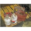Image 1 : 2 PARTIAL GALLONS OF CUTTING COOLANT OIL & 3 JERRY CANS
