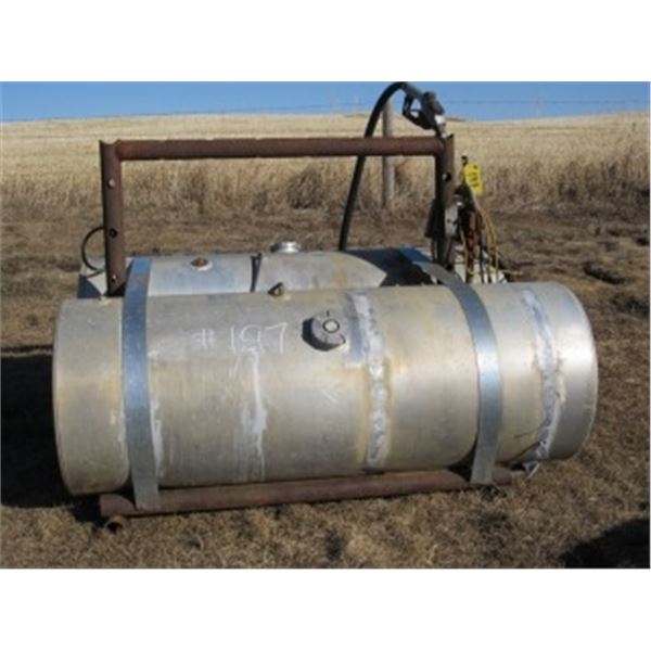 2 ALUMINUM FUEL TANKS ON SKID C/W ELECT PUMP USED AS TIDY TANK
