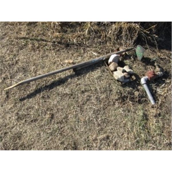 HOE; VALVE; PAN; ROCKS