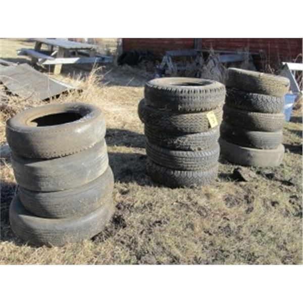 3 PILES OF 14" & 15" TIRES (ALL ONE MONEY)