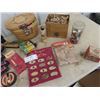 Image 2 : Sewing Items, Button Basket, Store Display w Travel Sewing Kit, Shoe Shine Items & More!