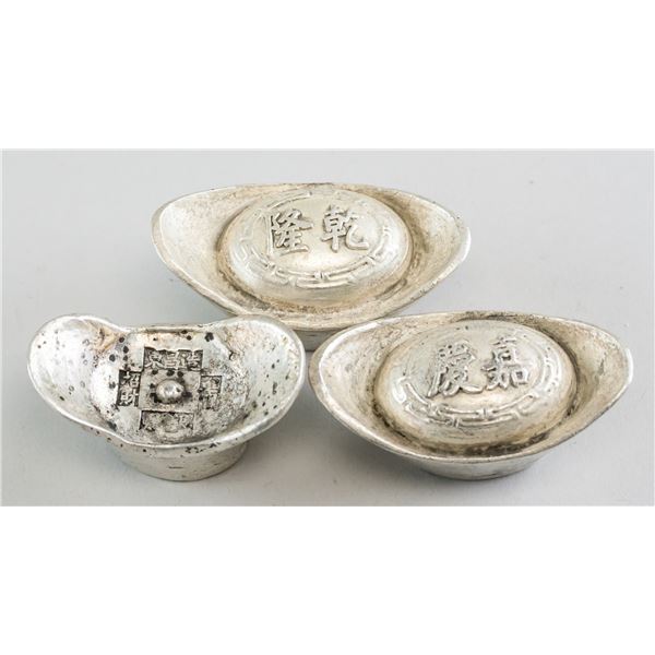 Lot of Three Chinese Silver Colored Ingots