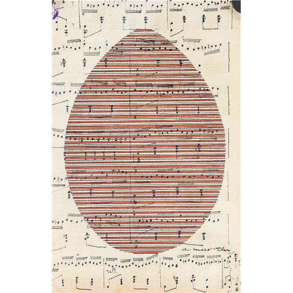 Agnes Martin American Modernist Ink on Sheet Music