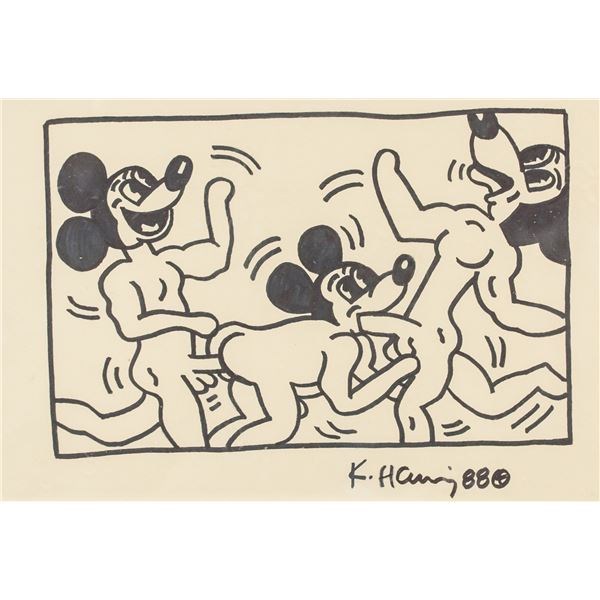Keith Haring American Mixed Media on Paper