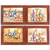 Image 1 : Acrylic on Canvas Asian Paintings 4pc Signed