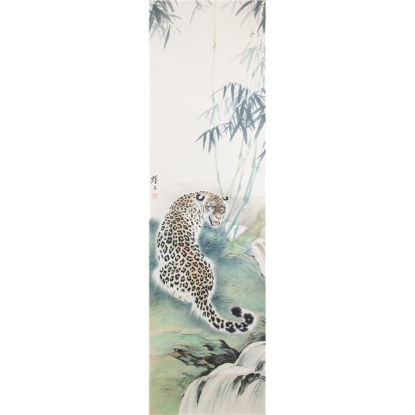 Chinese Watercolor on Scroll Tiger