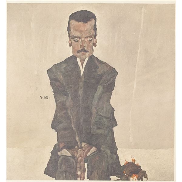 Egon Schiele Austrian Modernist Signed Linocut