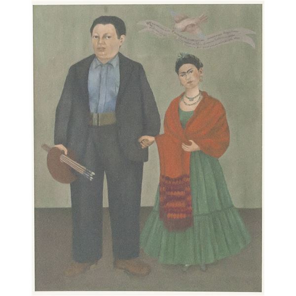 Frida Kahlo Mexican Signed Linocut on Paper