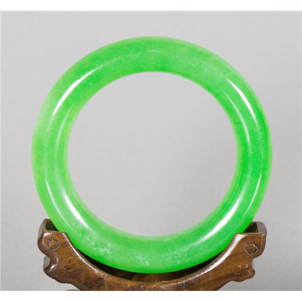 Chinese Emerald Green Hardstone Carved Bangle