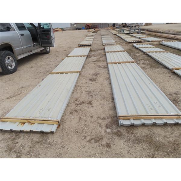 Approx 4432 Square Feet of Grey Used Sheet Metal Cladding - 2 Bundles 60 Pcs 24  W x 25  L - One Mon