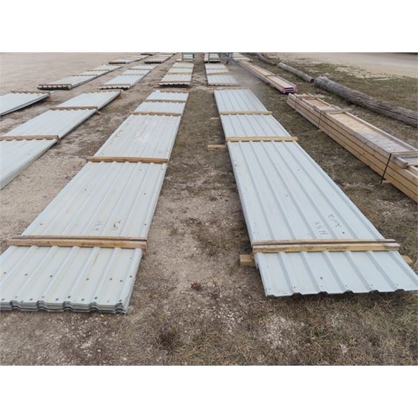 Approx 4269 Square Feet of Grey Used Sheet Metal Cladding - 58 Sheets 24" x 27' - 2 Bundles - One Mo