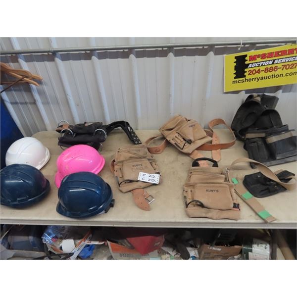 6 Carpenter Tool Belts, & 4 Safety Hard Helmet