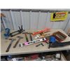 Image 1 : Air Roofing Nailer, Campbel Hausfield Caulking Gun, Hammers, Levels, & Saws