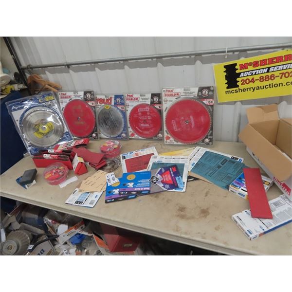 New 10  12  Saw Blades, Various Sandpaper, for Belt Sanders, Orbit Sanders Plus More!