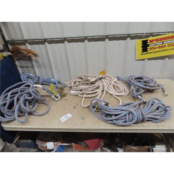 5 Safety Harnesses- Ropes W Clamps/Clasps