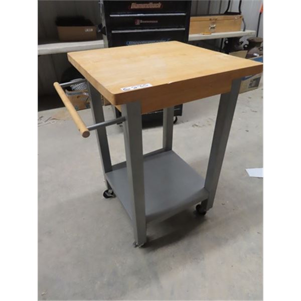 Portable Shop Island Cart/Tool Stand w Metal Base & Wood Top 36 H 24  x 24 