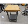 Image 2 : Portable Shop Island Cart/Tool Stand w Metal Base & Wood Top 36"H 24" x 24"